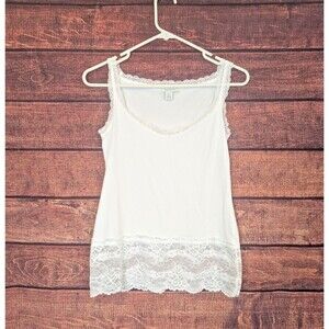 Sundance Y2K Style Lace Trim‎ Layer Elan Tank Size PS White Whimsy Fairy